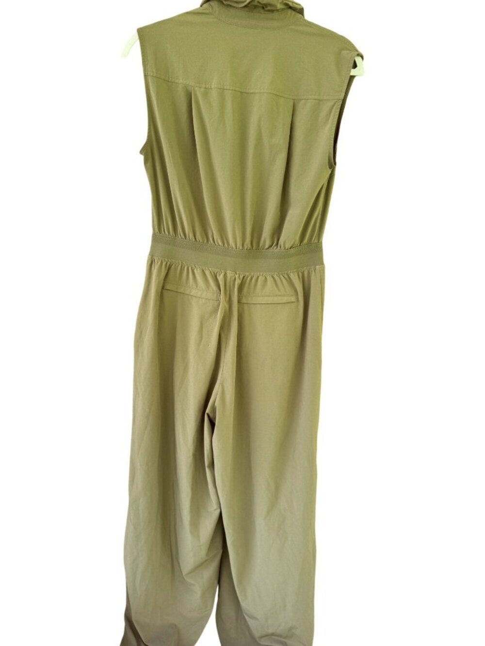 Athleta Brooklyn Wide Leg Jumpsuit Olive Green Sleeveless Mock Neck Utility Sz 2 - Picture 7 of 13